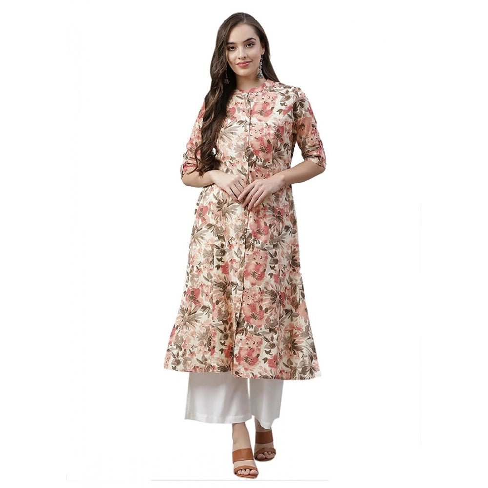 HD Women's Cotton Printed Floral Print Kurti (Multicolor, Cotton)