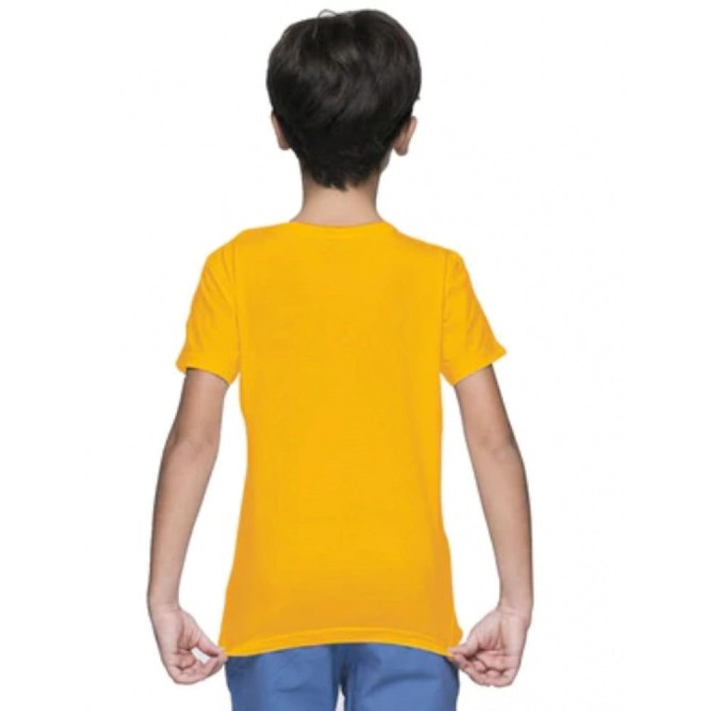 HamariDookan Boys Cotton Plain Half Sleeve TShirt (Yellow)
