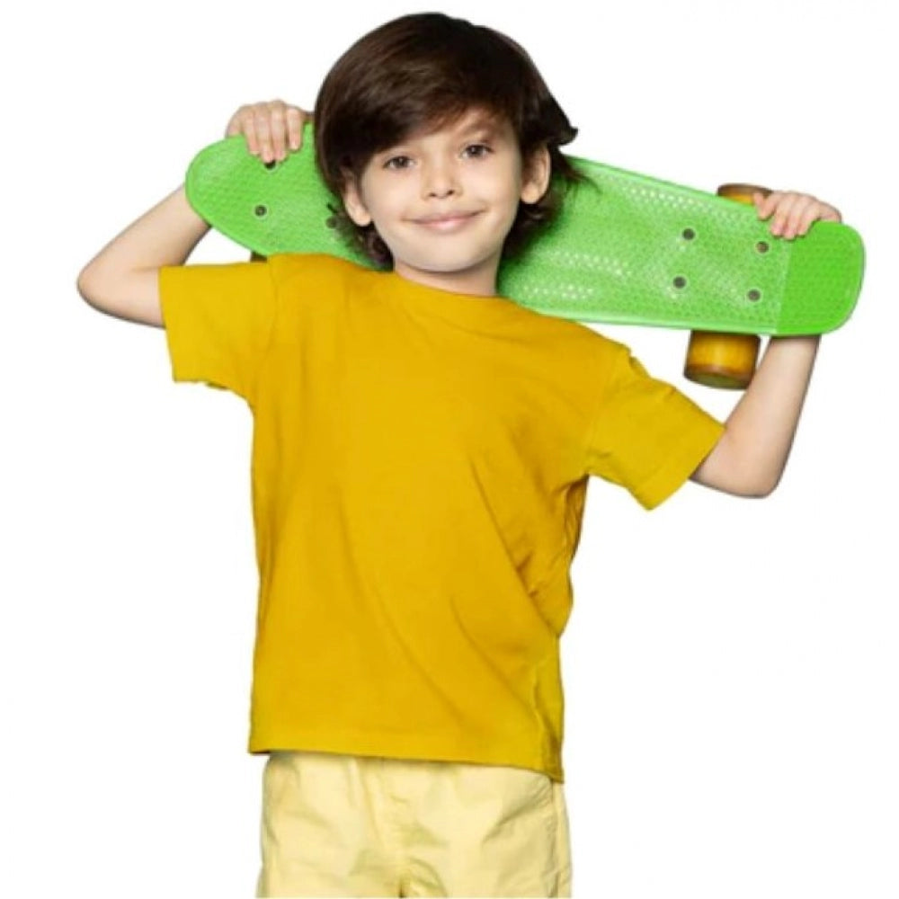 HamariDookan Boys Cotton Plain Half Sleeve TShirt (Yellow)