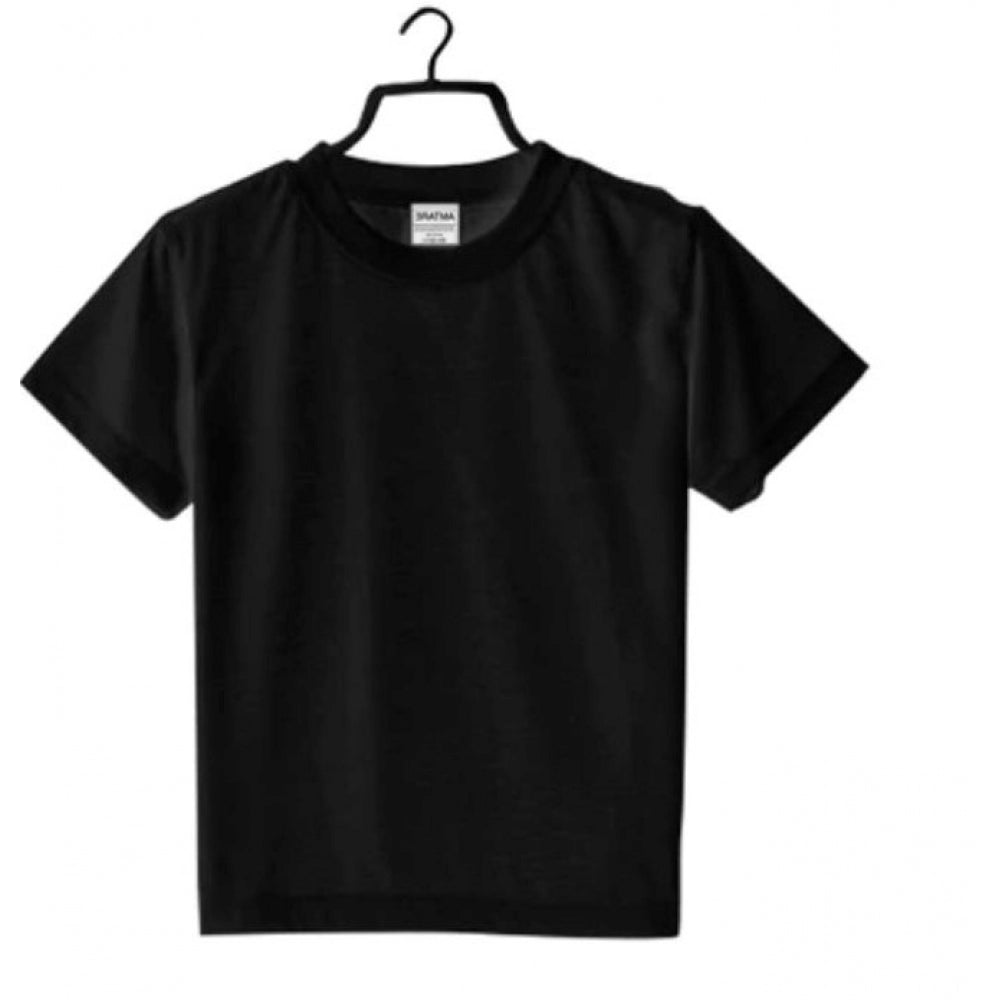 HamariDookan Boys Cotton Plain Half Sleeve TShirt (Black)