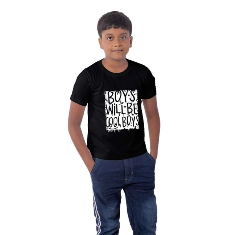 HamariDookan Boys Cotton Will Be Cool Half Sleeve TShirt (Black)