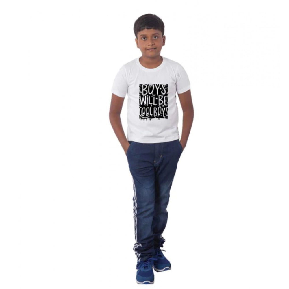 HamariDookan Boys Cotton Will Be Cool Half Sleeve TShirt (White)