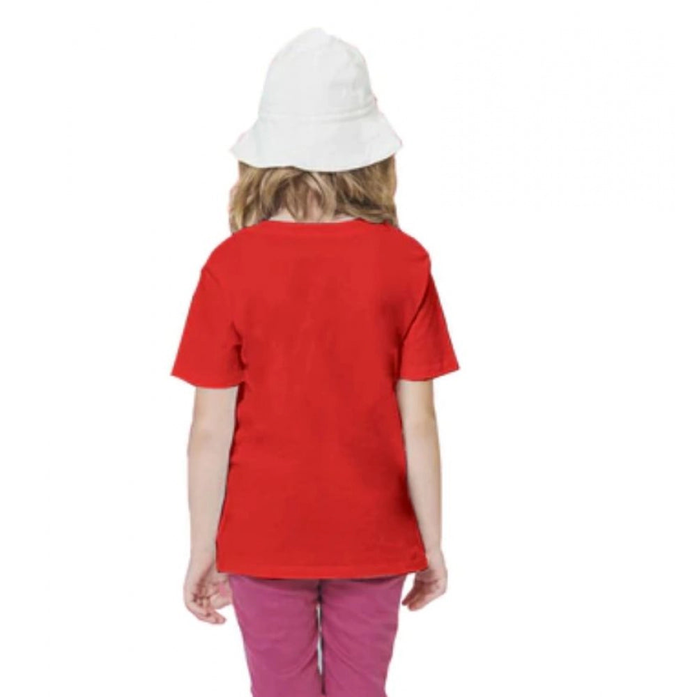 HamariDookan Girls Cotton Rowdy Baby Half Sleeve TShirt (Red)
