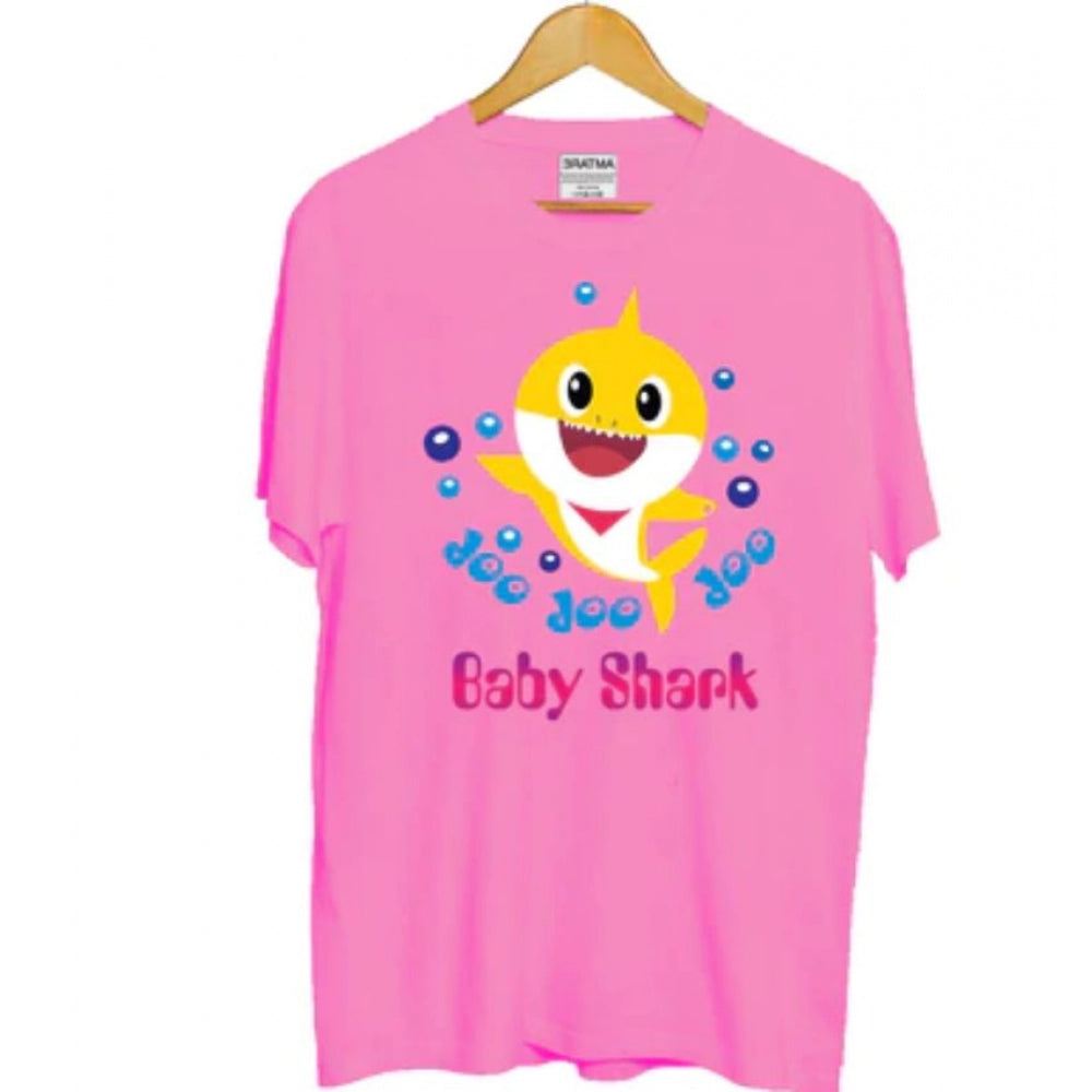 HamariDookan Girls Cotton Baby Shark Half Sleeve TShirt (Pink)