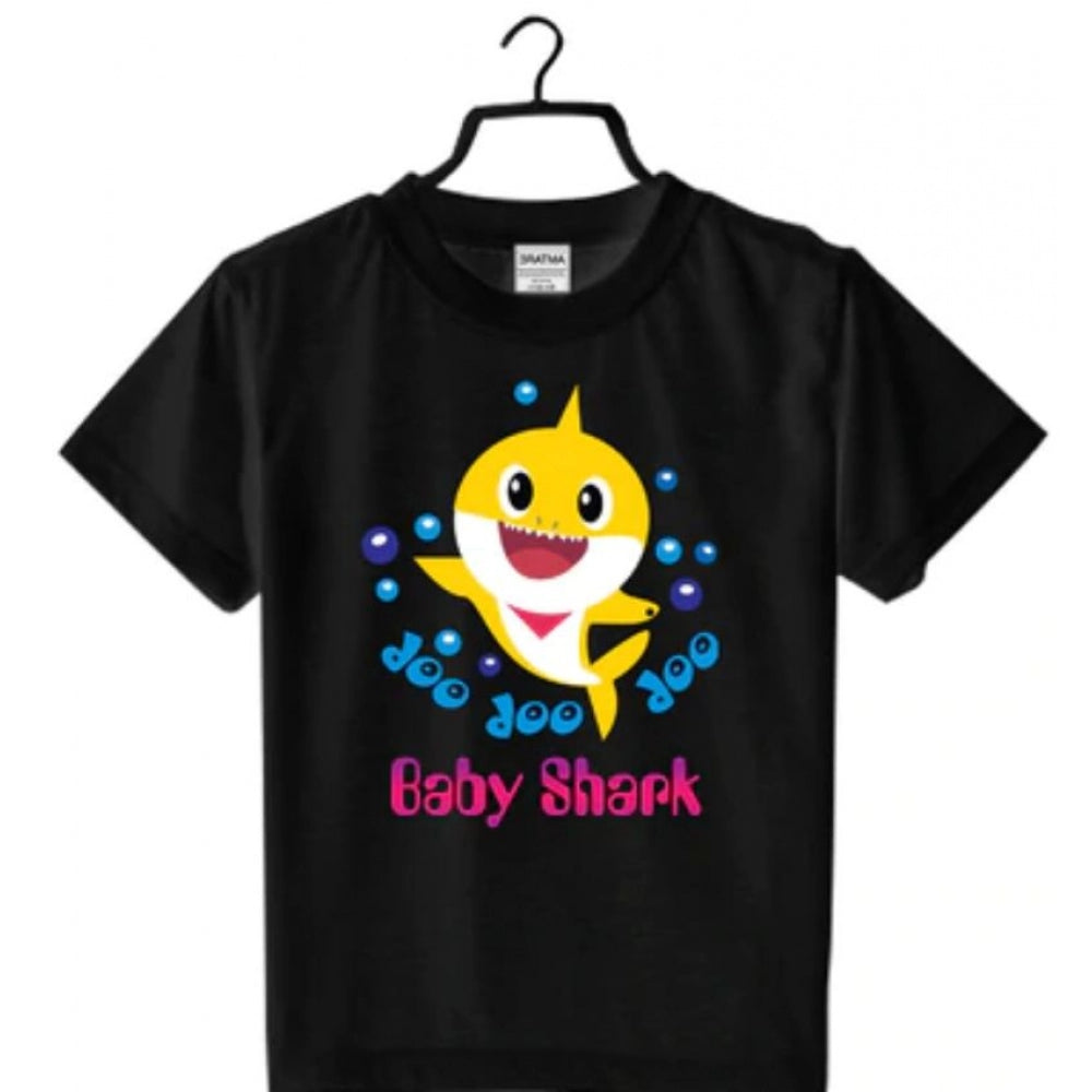 HamariDookan Girls Cotton Baby Shark Half Sleeve TShirt (Black)