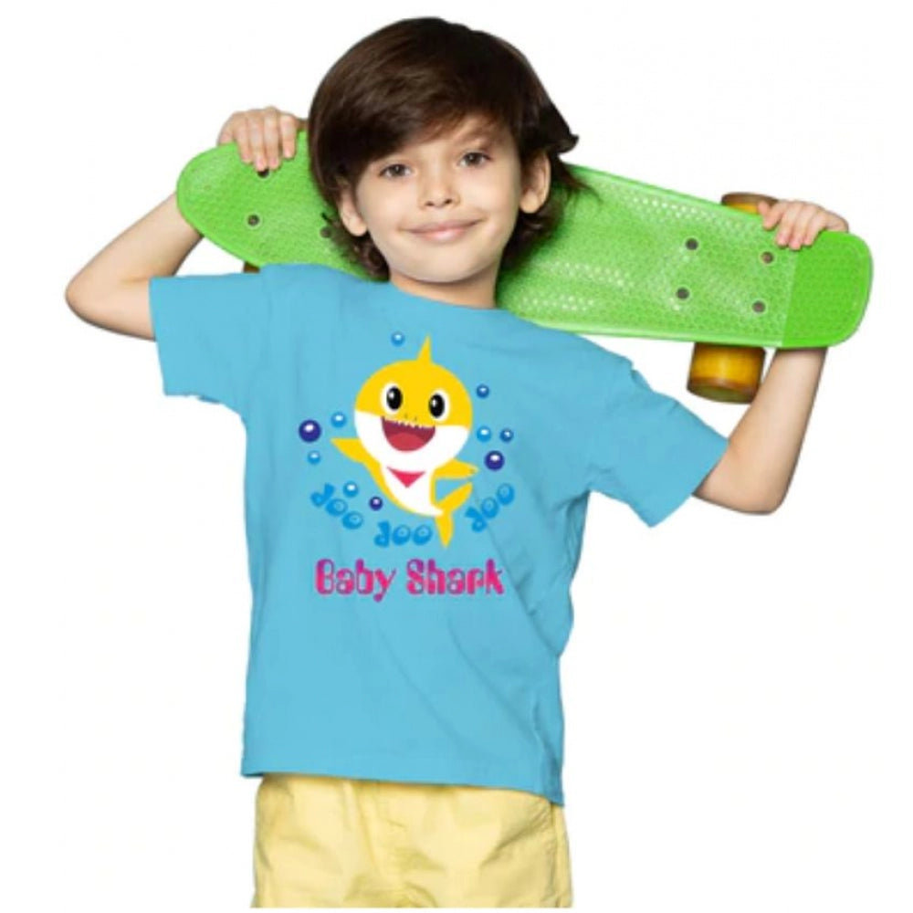 HamariDookan Boys Cotton Baby Shark Half Sleeve TShirt (Blue)
