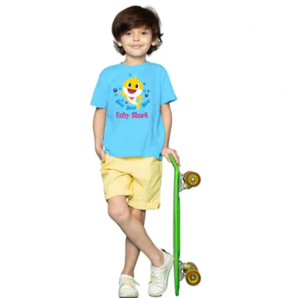 HamariDookan Boys Cotton Baby Shark Half Sleeve TShirt (Blue)