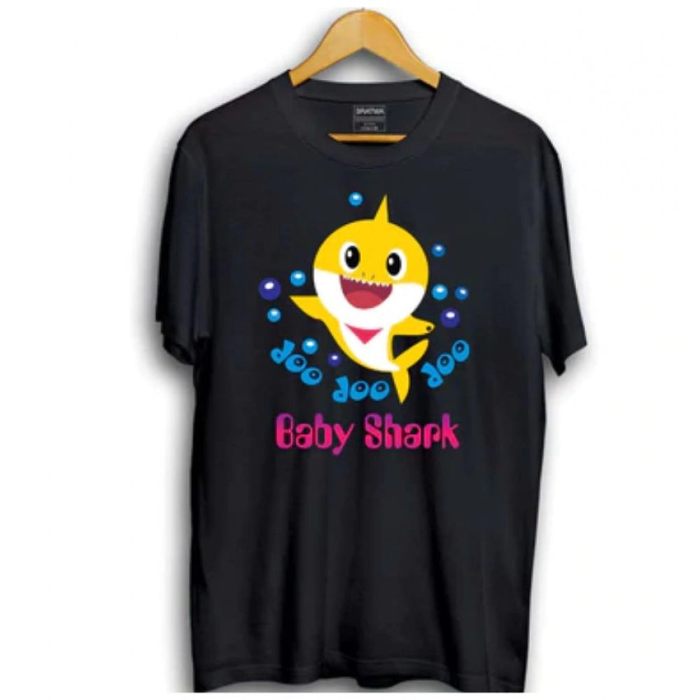 HamariDookan Boys Cotton Baby Shark Half Sleeve TShirt (Black)