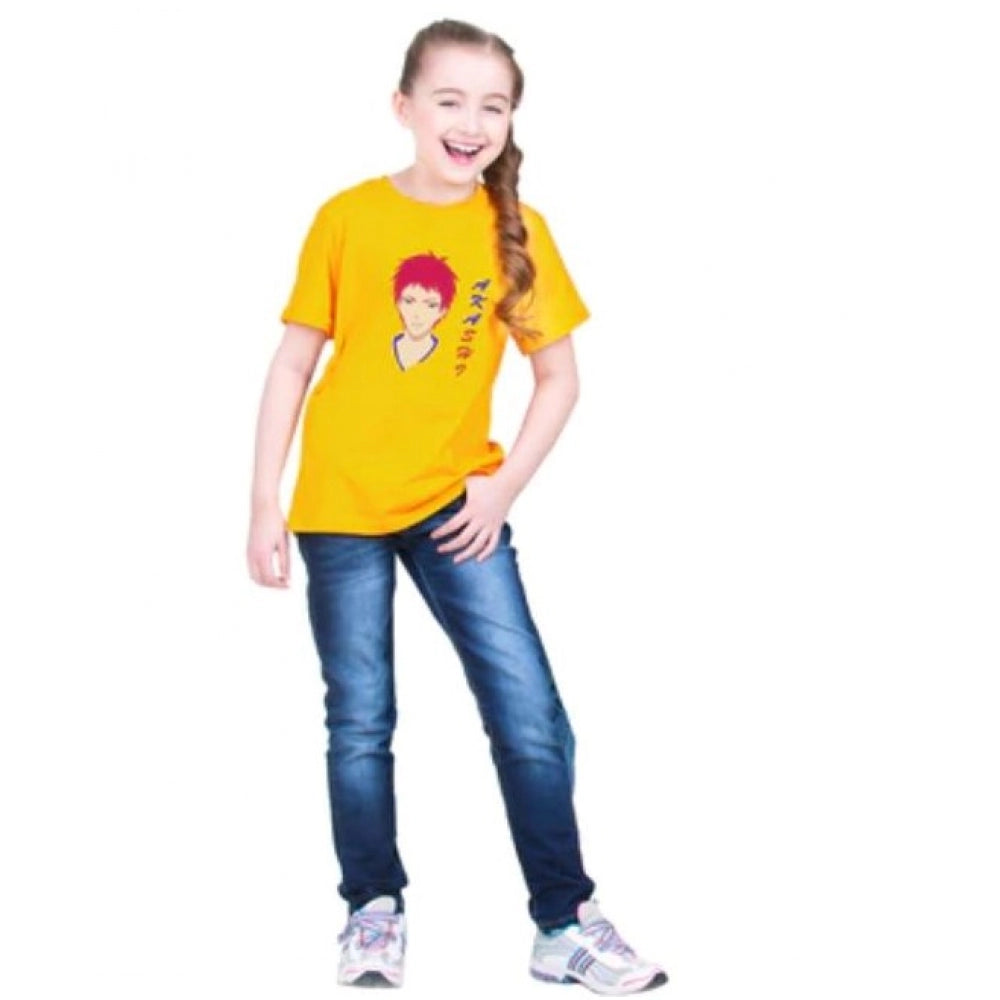 HamariDookan Girls Cotton Akashi Half Sleeve TShirt (Yellow)