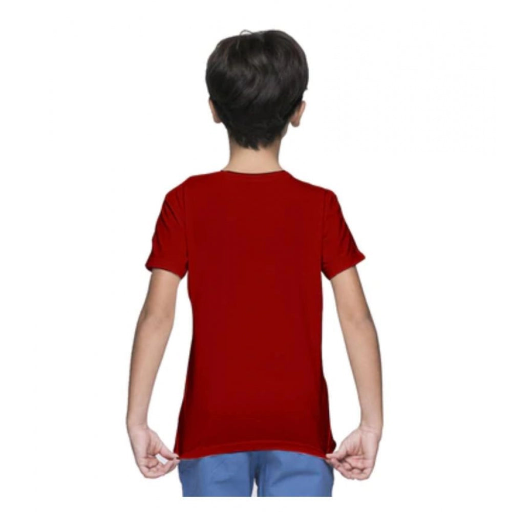 HamariDookan Boys Cotton Plain Half Sleeve TShirt (Maroon)