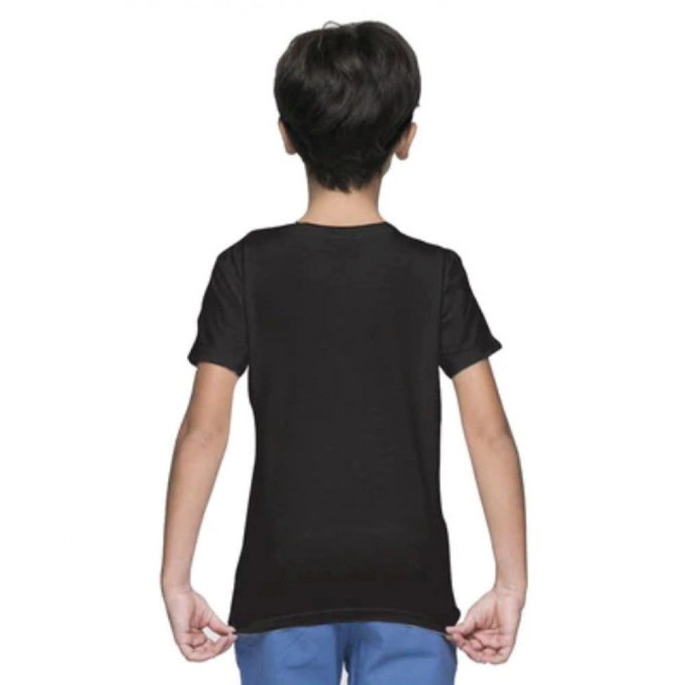 HamariDookan Boys Cotton Plain Half Sleeve TShirt (Black)
