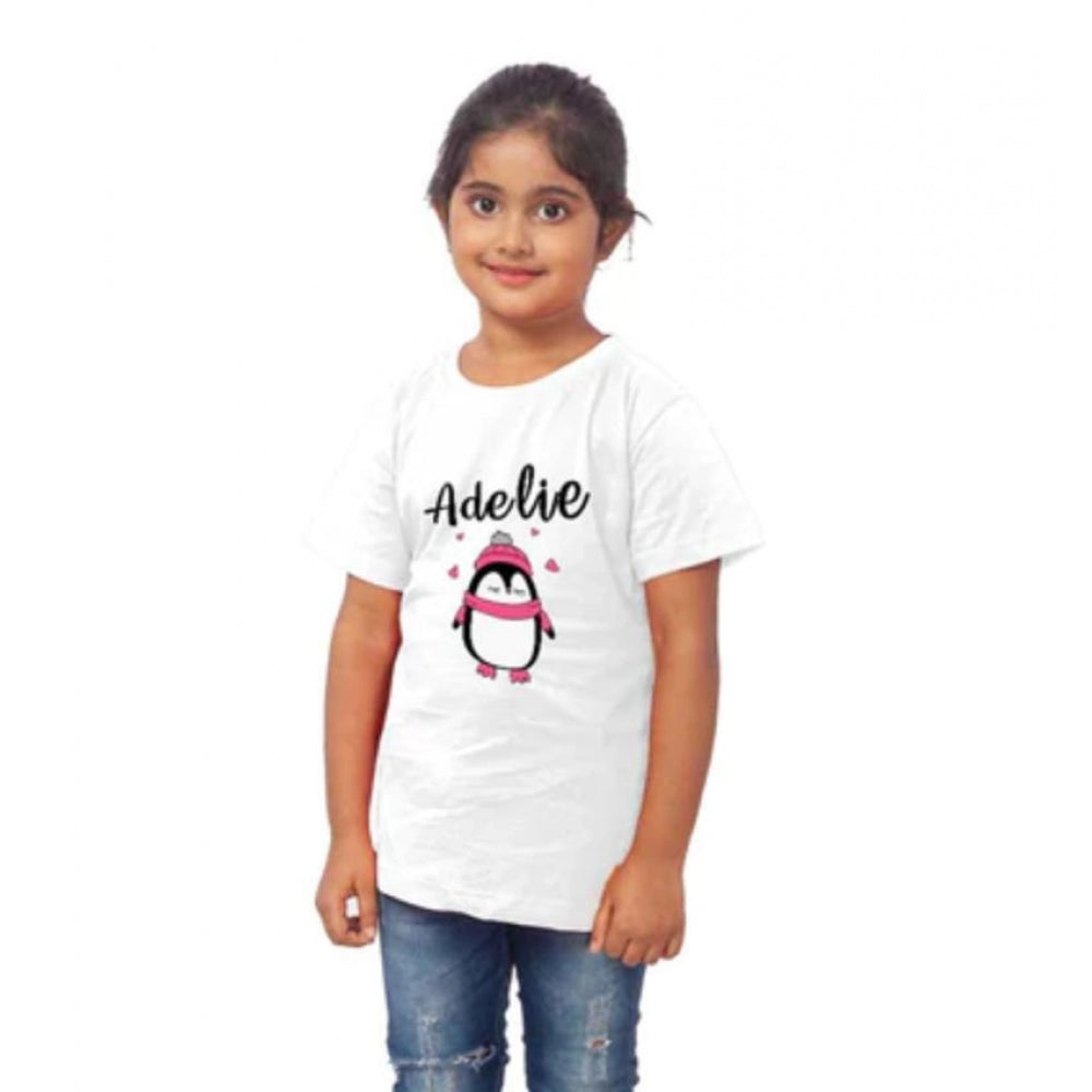 HamariDookan Girls Cotton Adelie Half Sleeve TShirt (White)