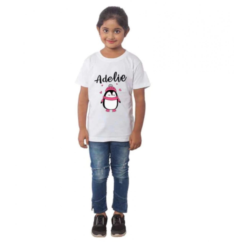 HamariDookan Girls Cotton Adelie Half Sleeve TShirt (White)