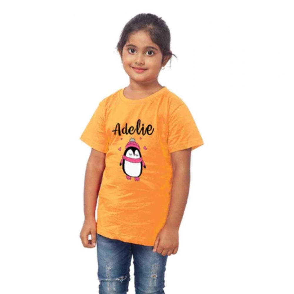 HamariDookan Girls Cotton Adelie Half Sleeve TShirt (Mustard)