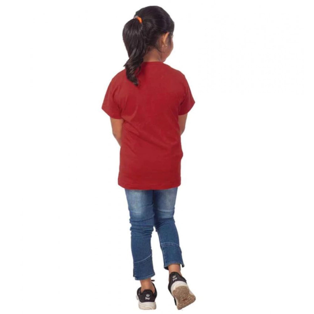 HamariDookan Girls Cotton Snow Board Half Sleeve TShirt (Maroon)