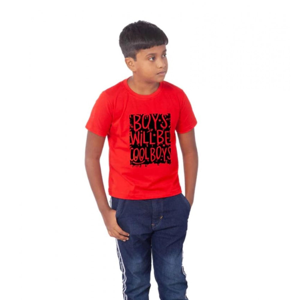 HamariDookan Boys Cotton Will Be Cool Half Sleeve TShirt (Red)