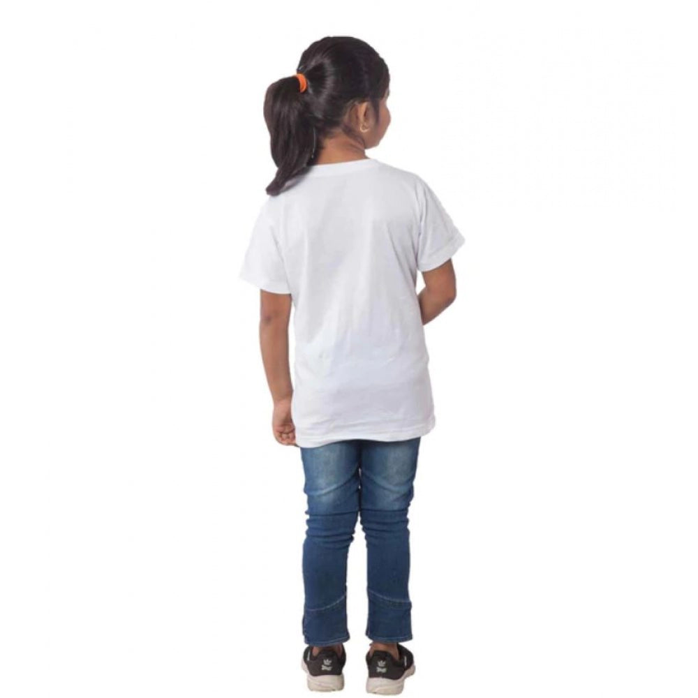 HamariDookan Girls Cotton Bubo Half Sleeve TShirt (White)