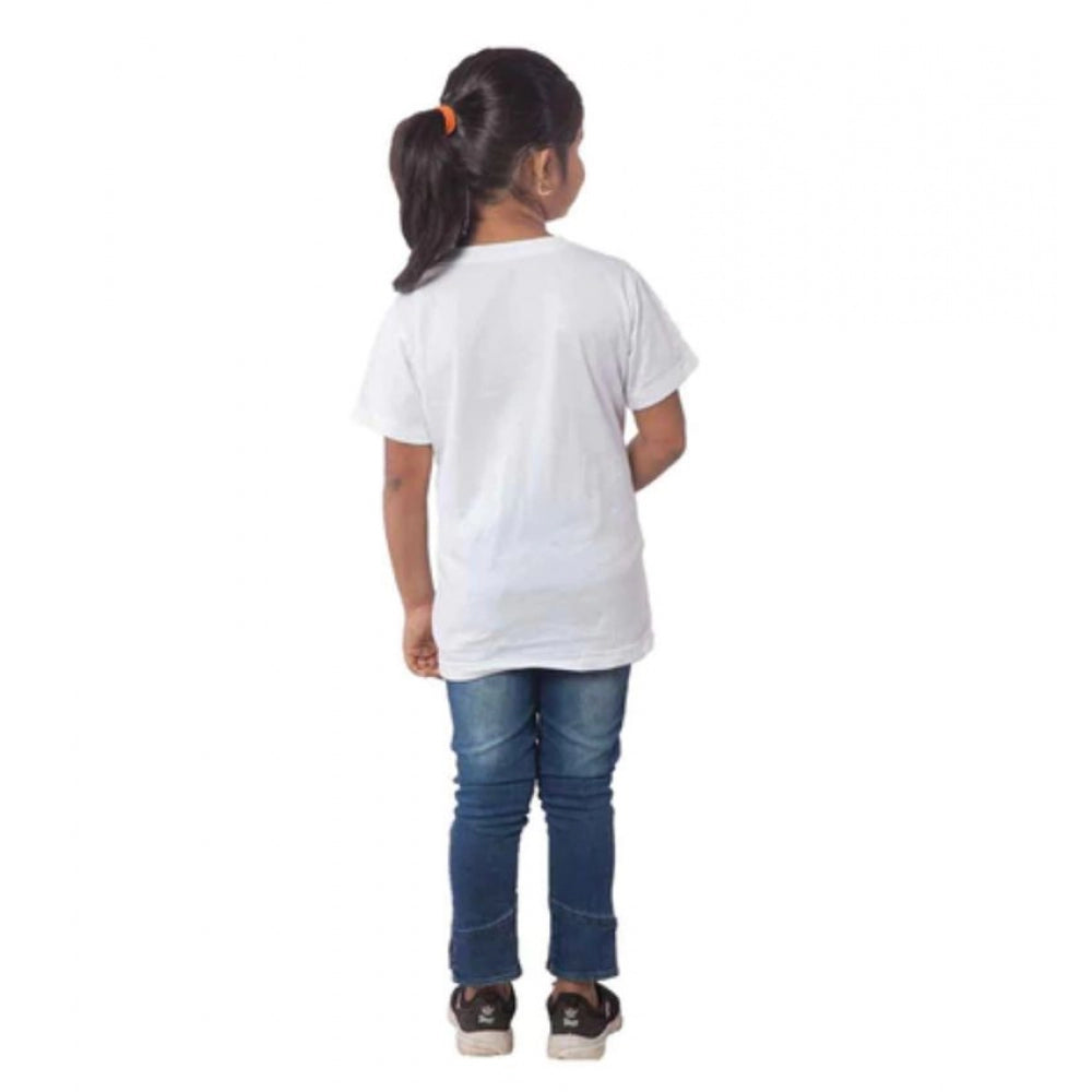 HamariDookan Girls Cotton Tribal Half Sleeve TShirt (White)