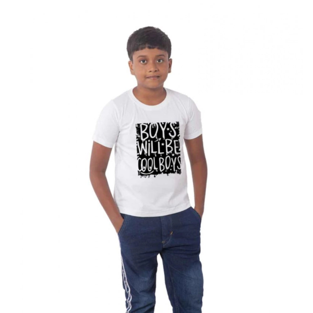 HamariDookan Boys Cotton Will Be Cool Half Sleeve TShirt (White)