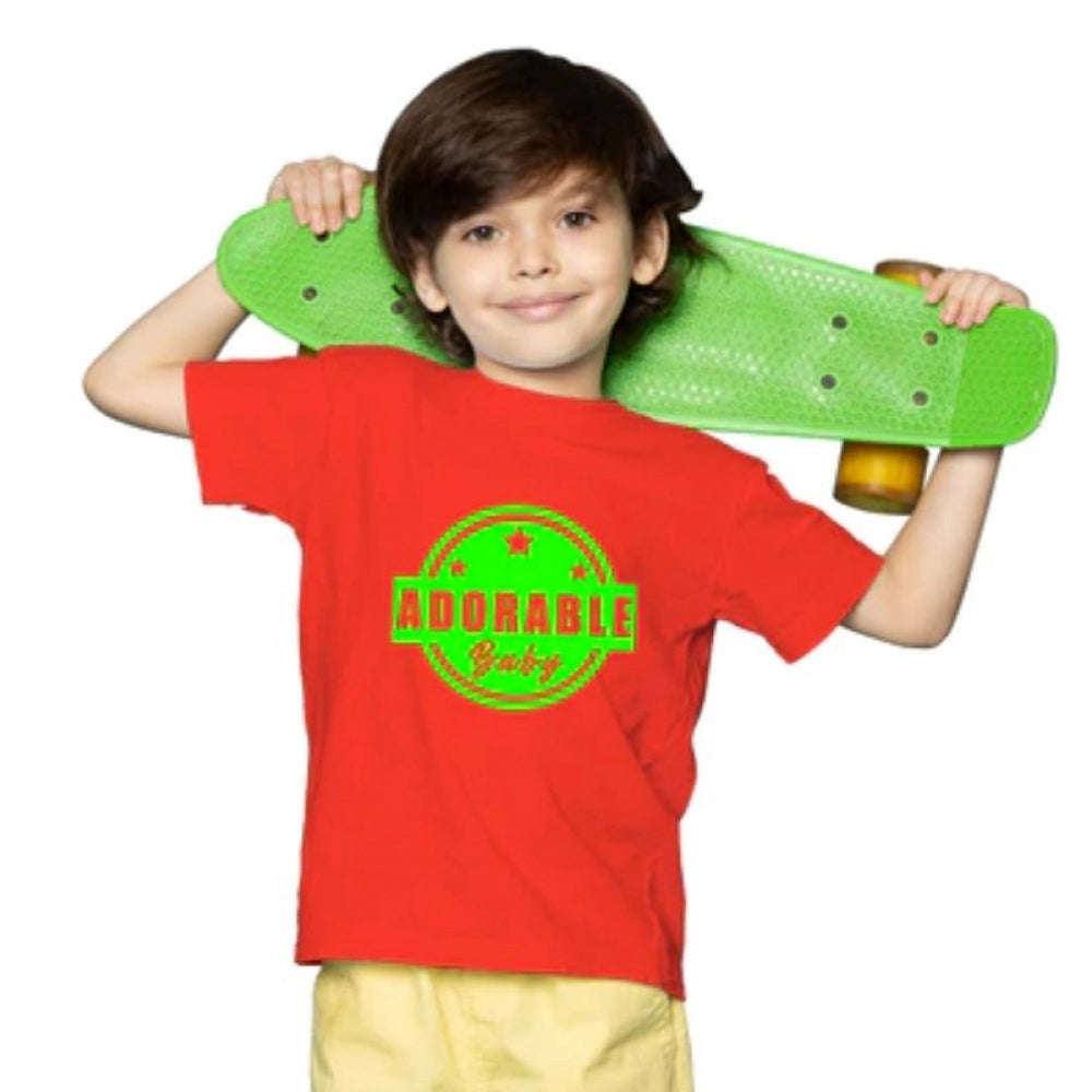 HamariDookan Boys Cotton Adorable Baby Half Sleeve TShirt (Red)
