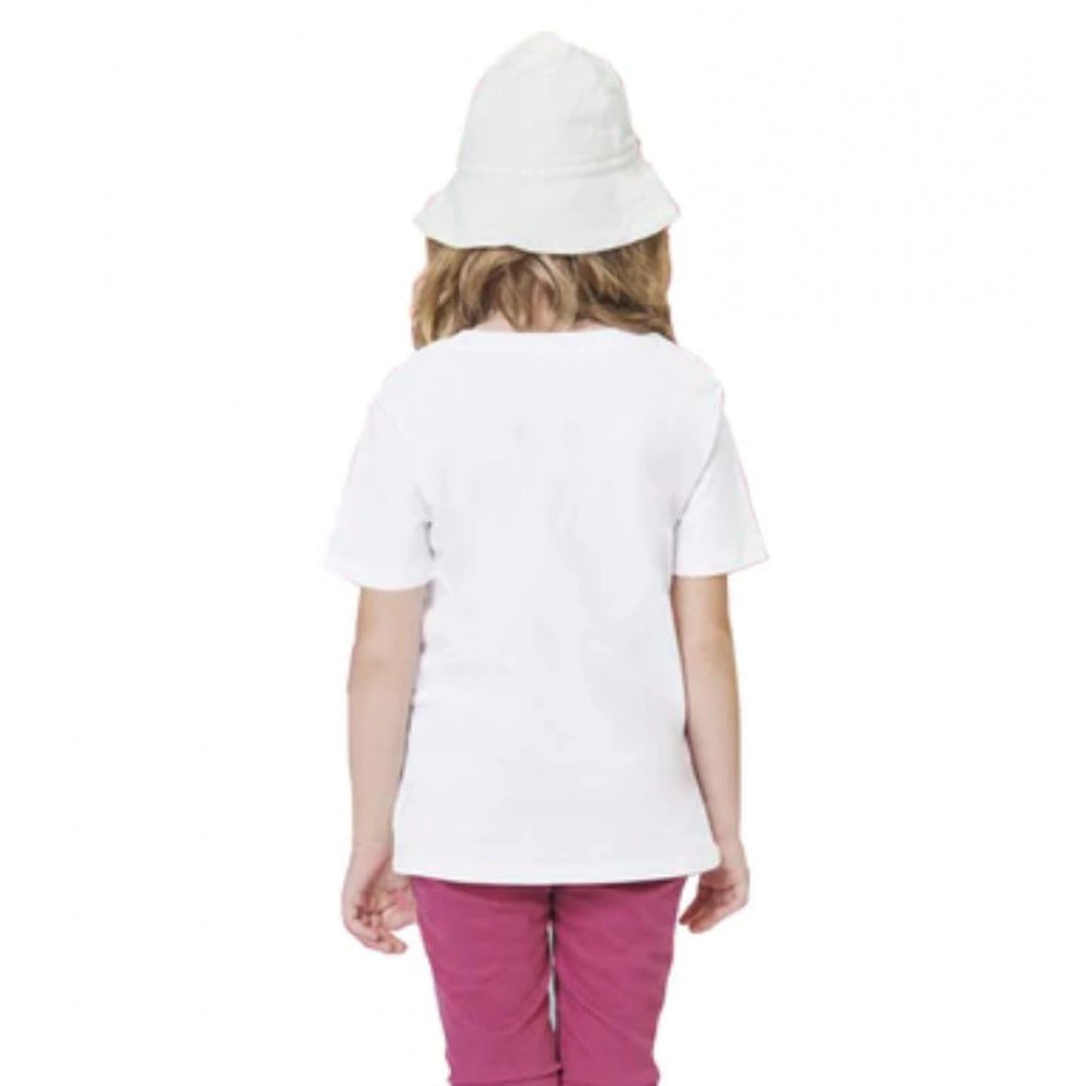 HamariDookan Girls Cotton Baby Shark Half Sleeve TShirt (White)