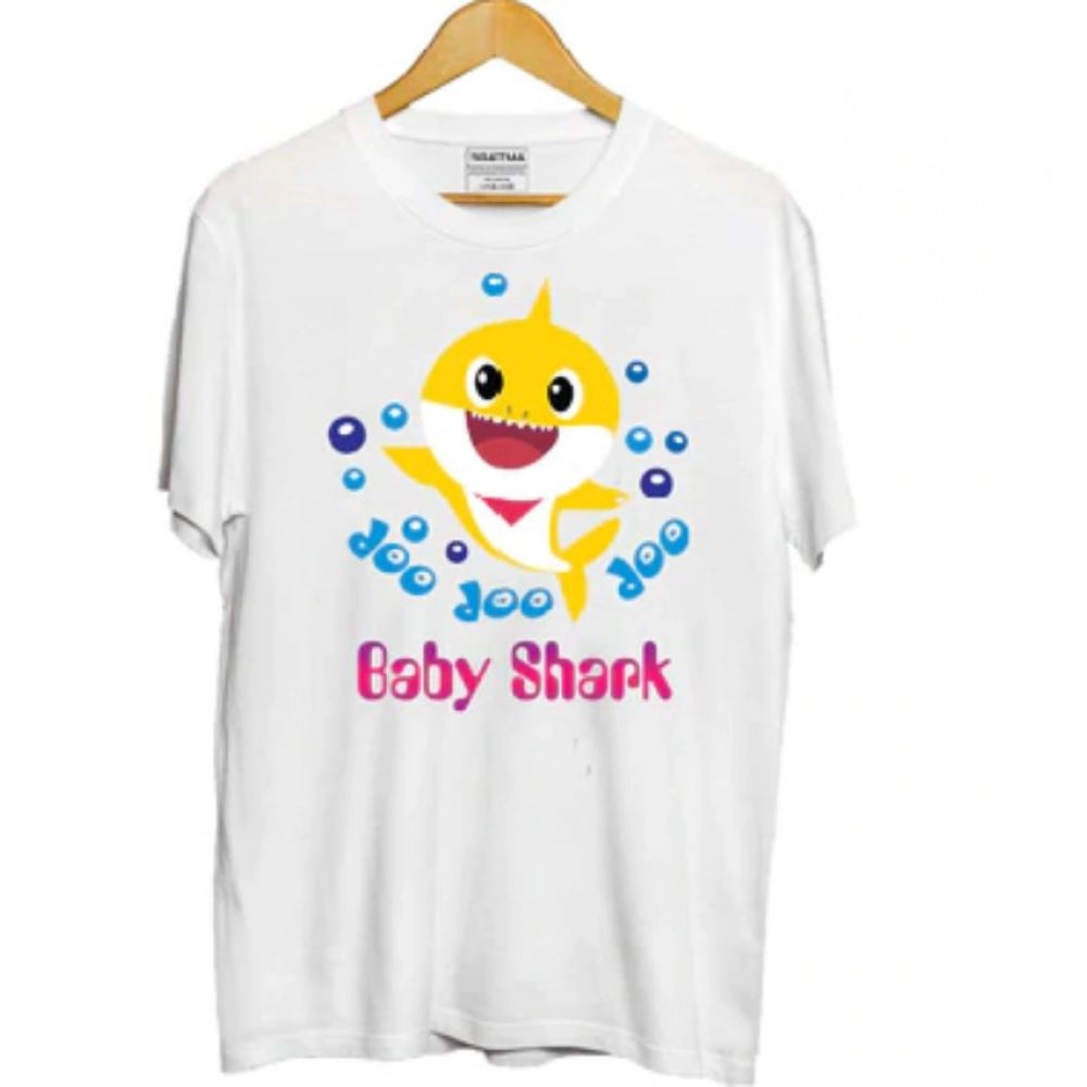 HamariDookan Boys Cotton Baby Shark Half Sleeve TShirt (White)