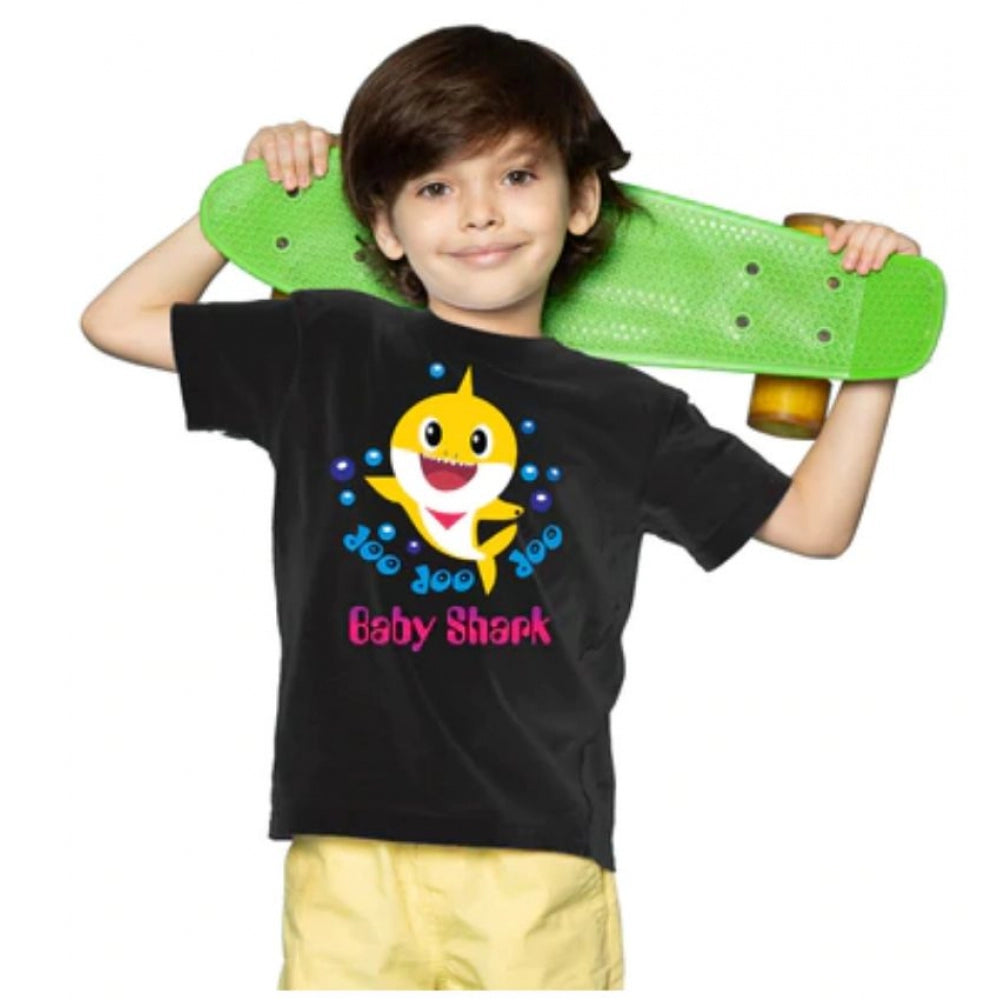 HamariDookan Boys Cotton Baby Shark Half Sleeve TShirt (Black)