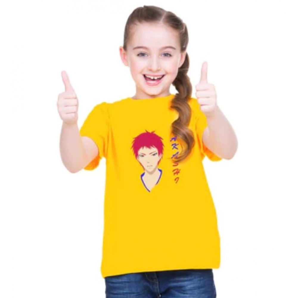 HamariDookan Girls Cotton Akashi Half Sleeve TShirt (Yellow)