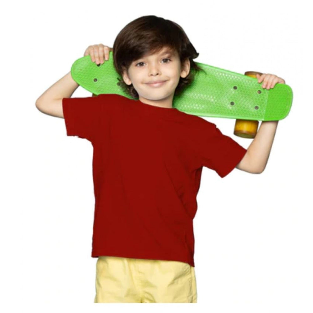 HamariDookan Boys Cotton Plain Half Sleeve TShirt (Maroon)