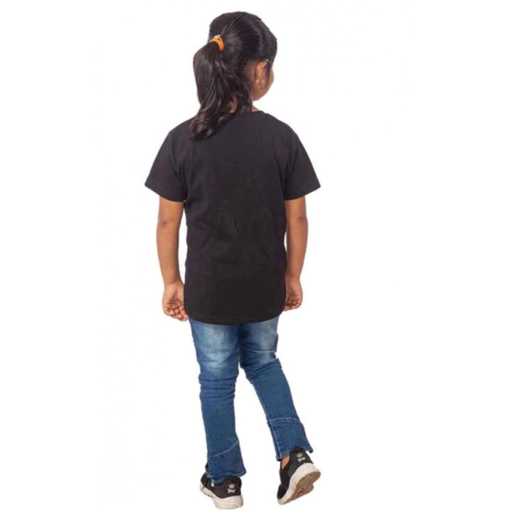 HamariDookan Girls Cotton Drama Queen Half Sleeve TShirt (Black)