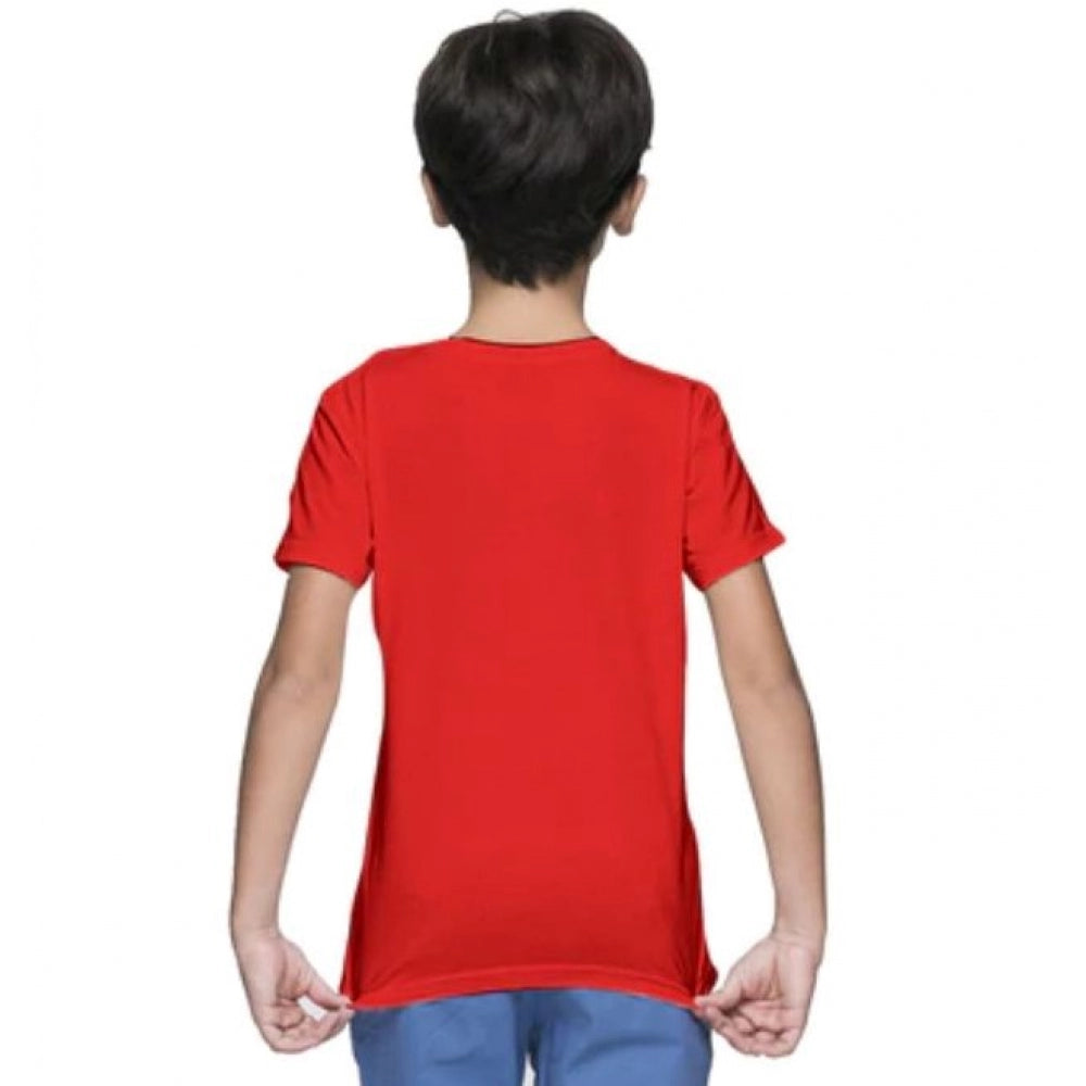 HamariDookan Boys Cotton Plain Half Sleeve TShirt (Red)