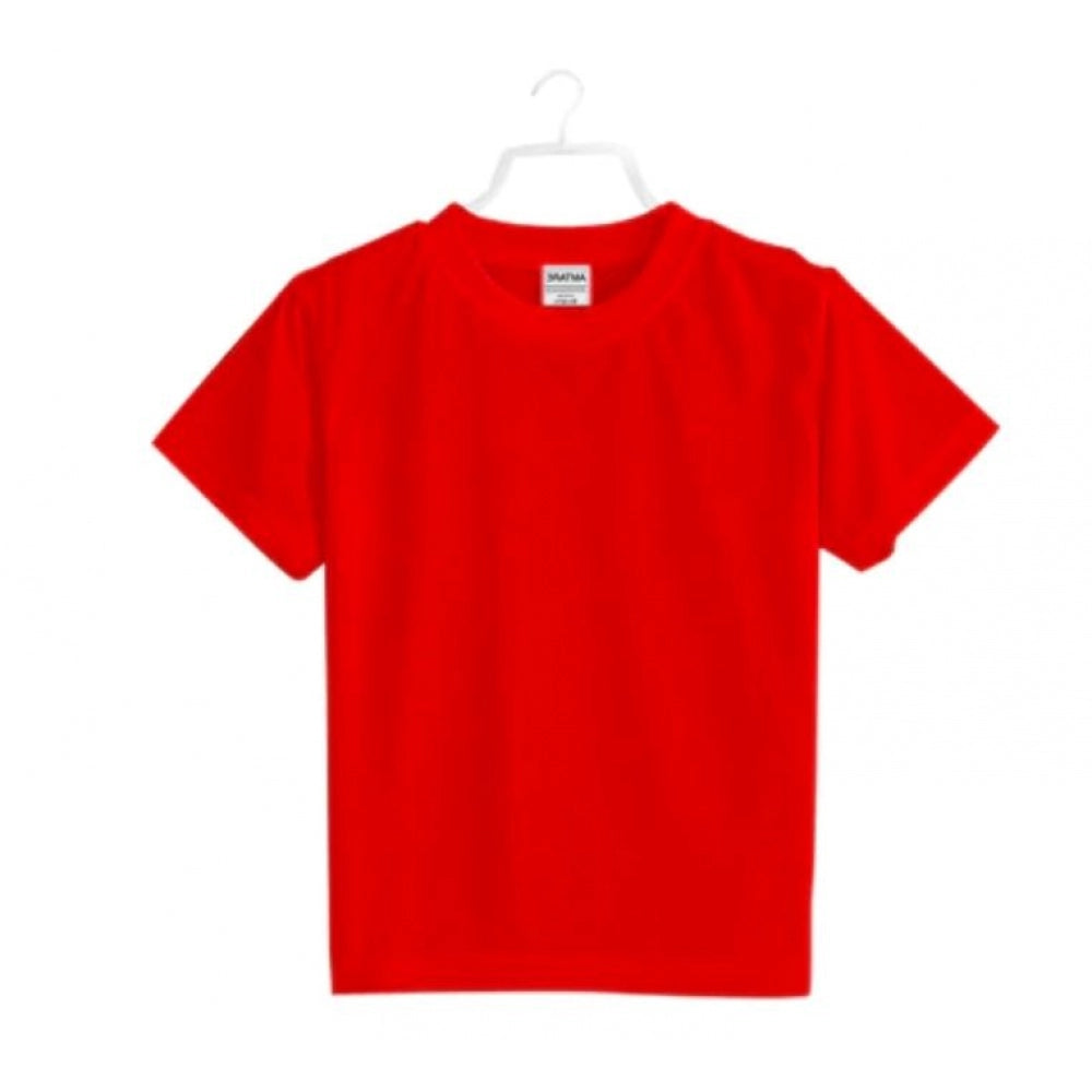 HamariDookan Boys Cotton Plain Half Sleeve TShirt (Red)