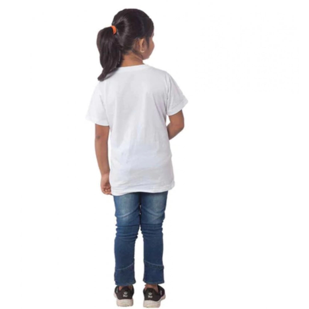 HamariDookan Girls Cotton Adelie Half Sleeve TShirt (White)