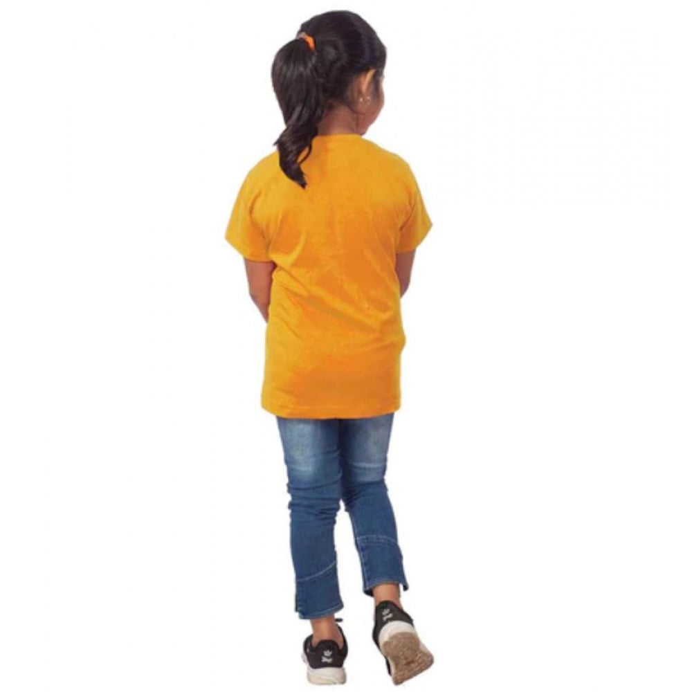 HamariDookan Girls Cotton Adelie Half Sleeve TShirt (Mustard)