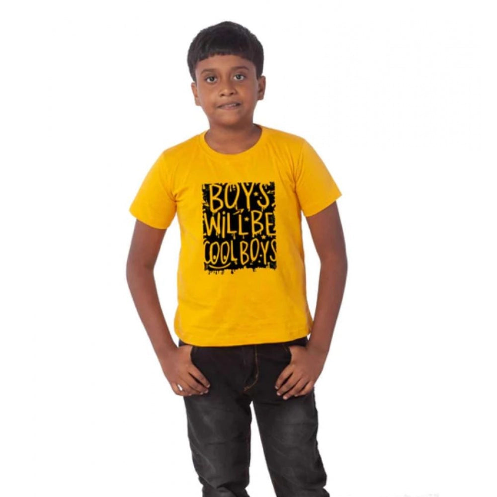 HamariDookan Boys Cotton Will Be Cool Half Sleeve TShirt (Mustard)