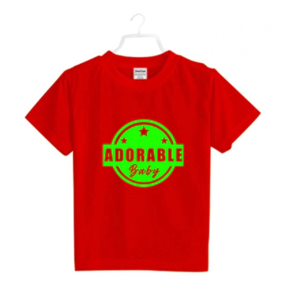 HamariDookan Boys Cotton Adorable Baby Half Sleeve TShirt (Red)
