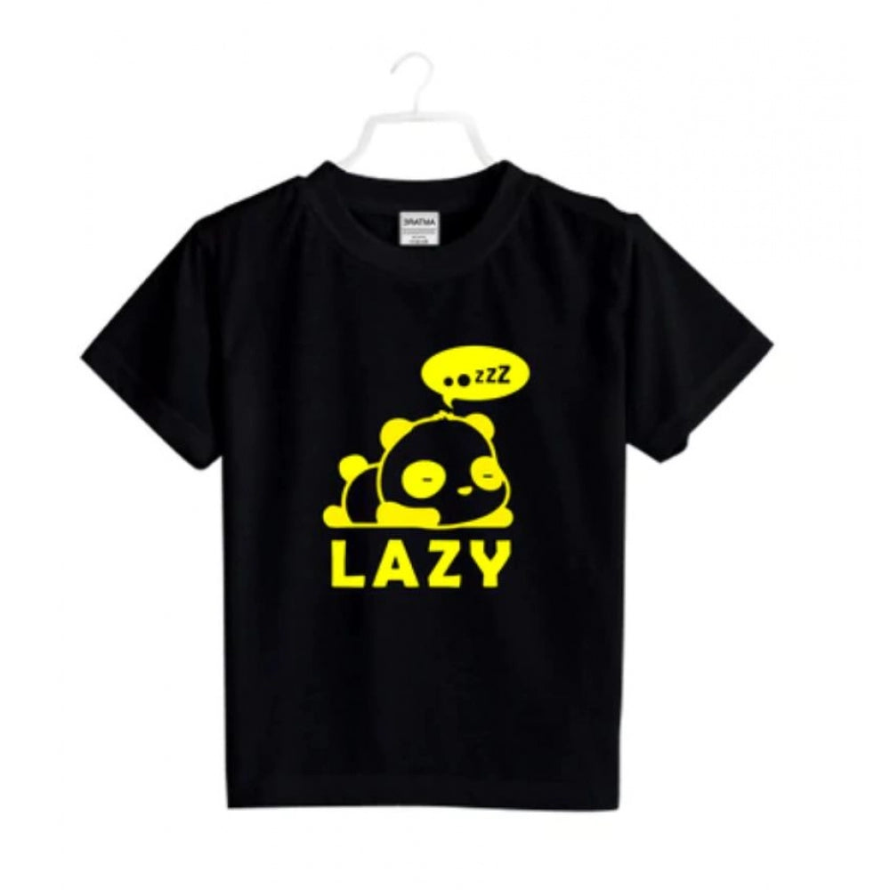 HamariDookan Boys Cotton Lazy Half Sleeve TShirt (Black)