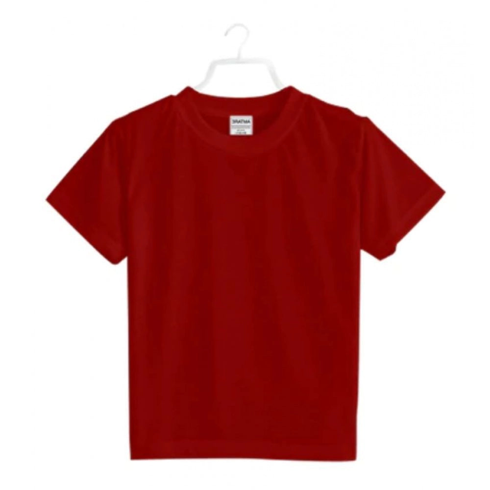 HamariDookan Boys Cotton Plain Half Sleeve TShirt (Maroon)