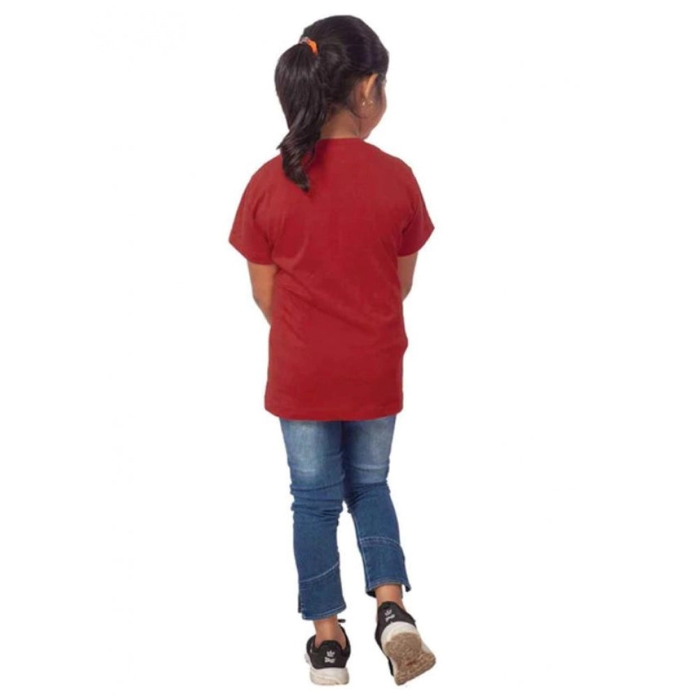 HamariDookan Girls Cotton Drama Queen Half Sleeve TShirt (Maroon)