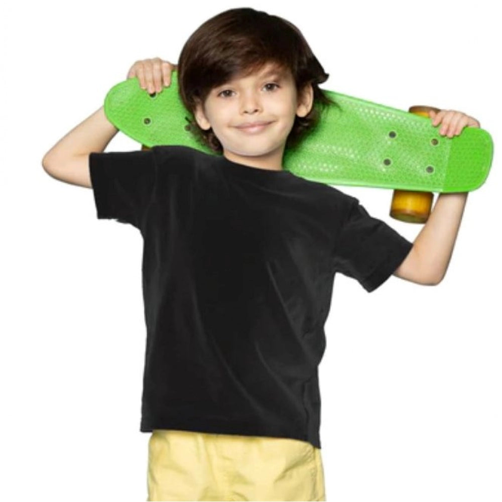 HamariDookan Boys Cotton Plain Half Sleeve TShirt (Black)