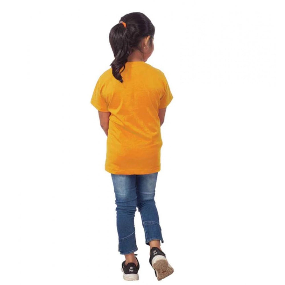 HamariDookan Girls Cotton Snow Board Half Sleeve TShirt (Mustard)