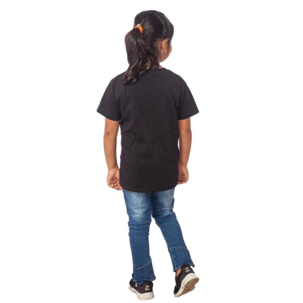 HamariDookan Girls Cotton Snow Board Half Sleeve TShirt (Black)