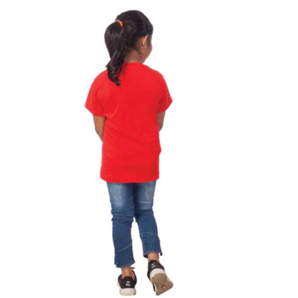 HamariDookan Girls Cotton Cat Half Sleeve TShirt (Red)