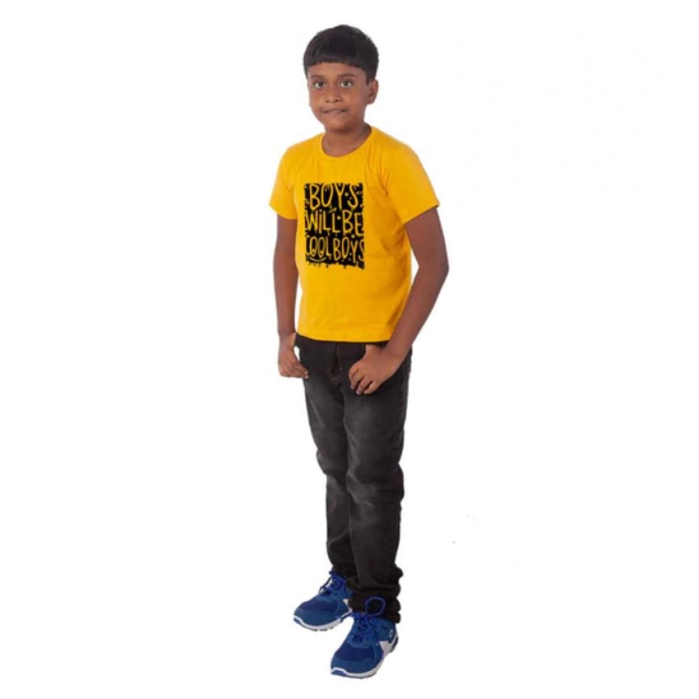 HamariDookan Boys Cotton Will Be Cool Half Sleeve TShirt (Mustard)