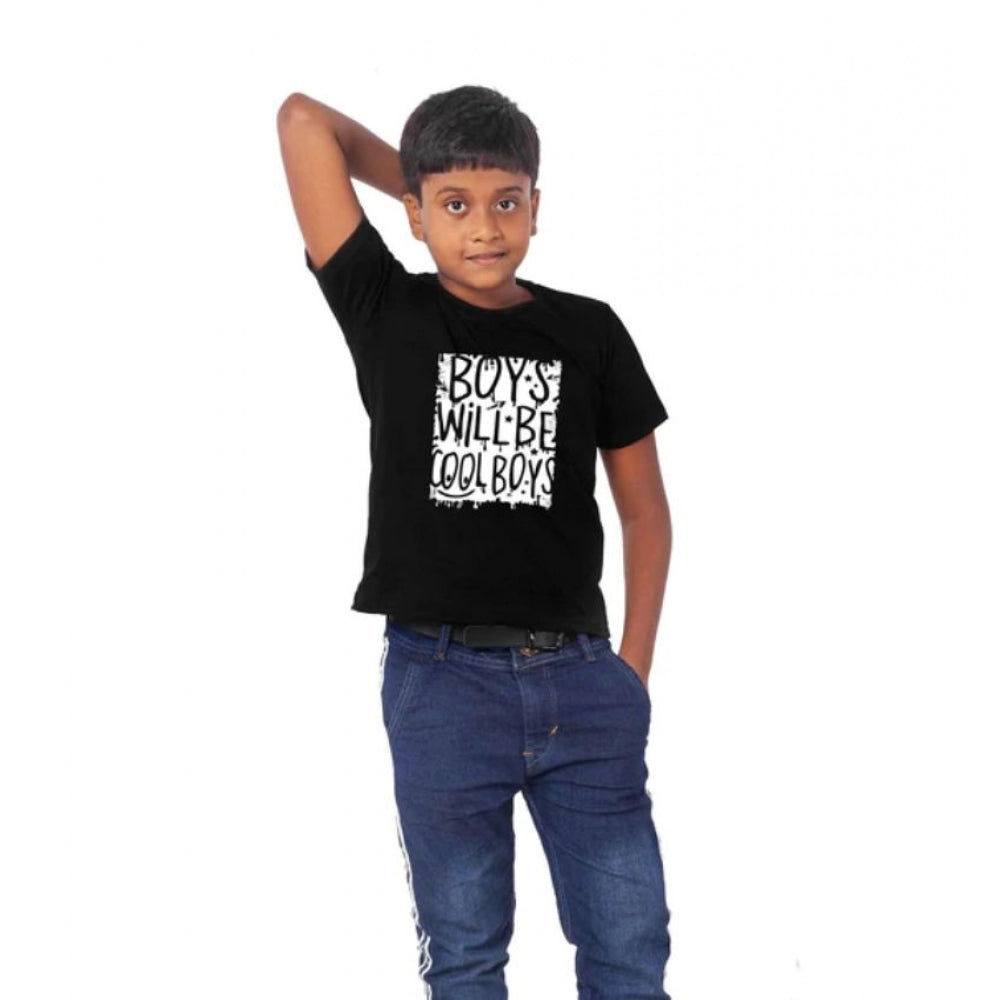 HamariDookan Boys Cotton Will Be Cool Half Sleeve TShirt (Black)