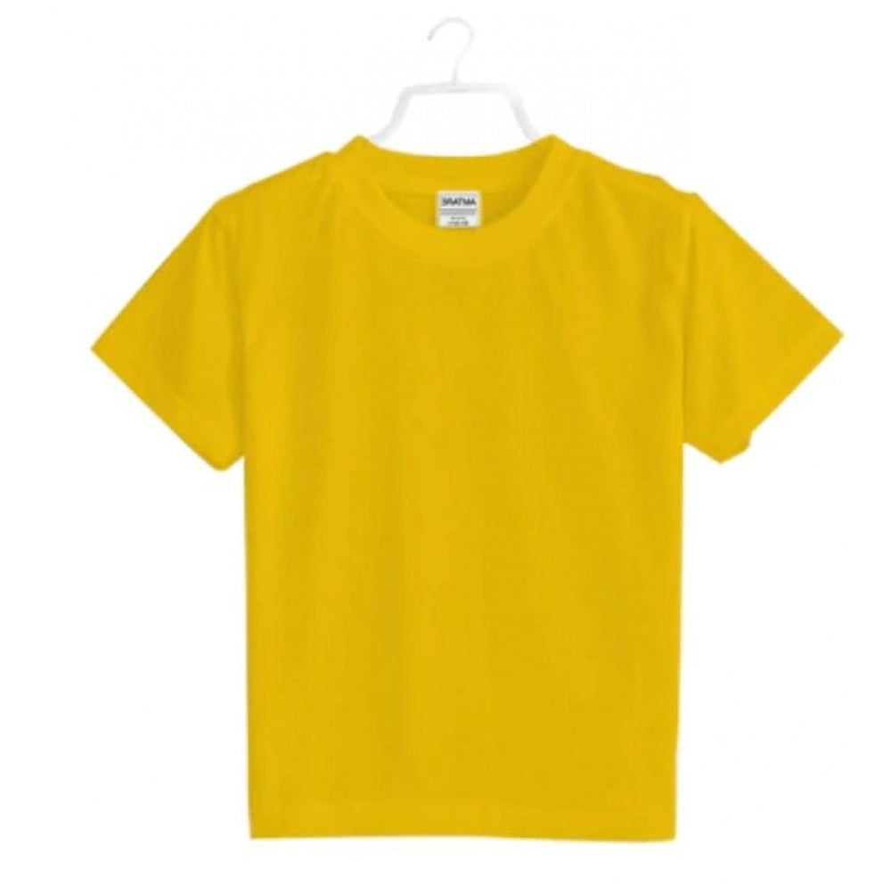 HamariDookan Boys Cotton Plain Half Sleeve TShirt (Yellow)
