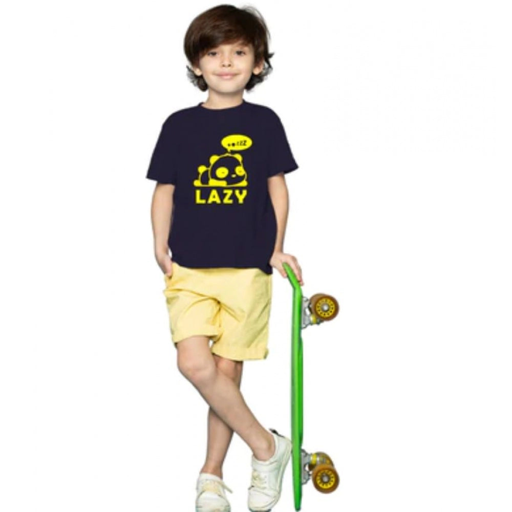 HamariDookan Boys Cotton Lazy Half Sleeve TShirt (Black)