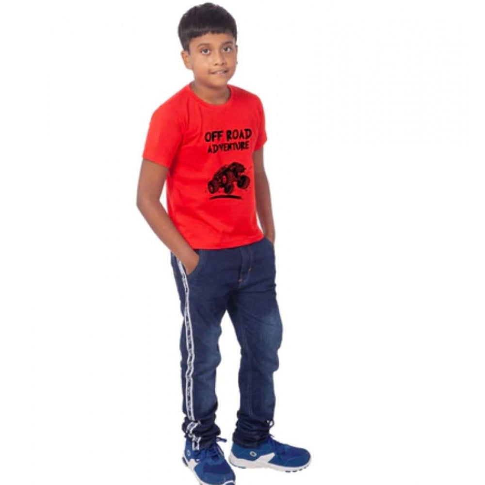 HamariDookan Boys Cotton Off Road Adventure Half Sleeve TShirt (Red)