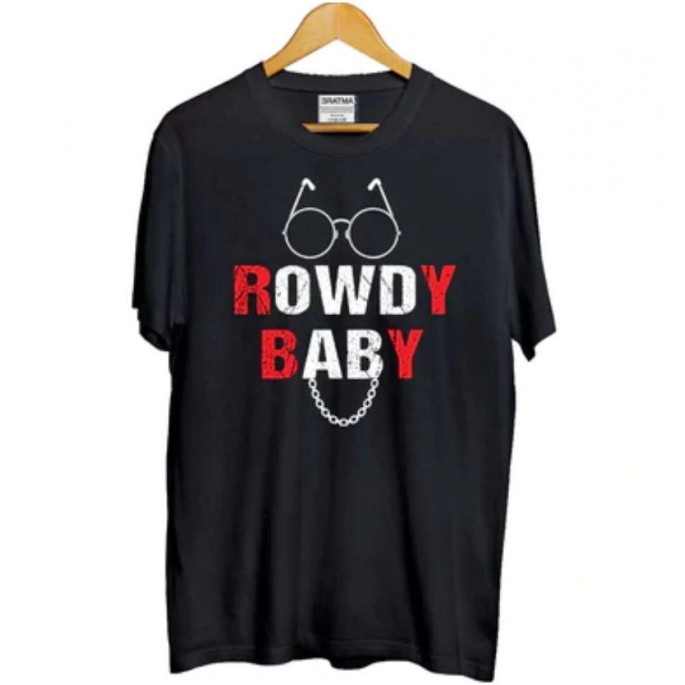 HamariDookan Girls Cotton Rowdy Baby Half Sleeve TShirt (Black)