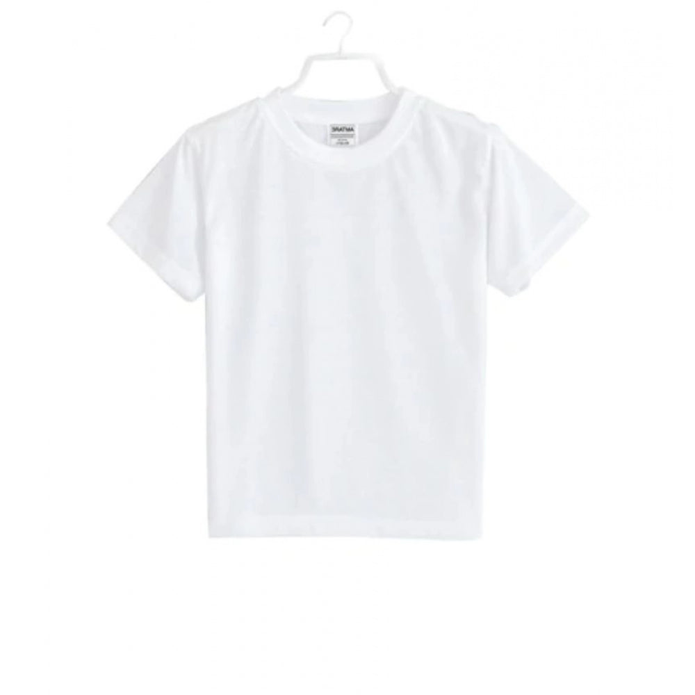 HamariDookan Boys Cotton Plain Half Sleeve TShirt (White)